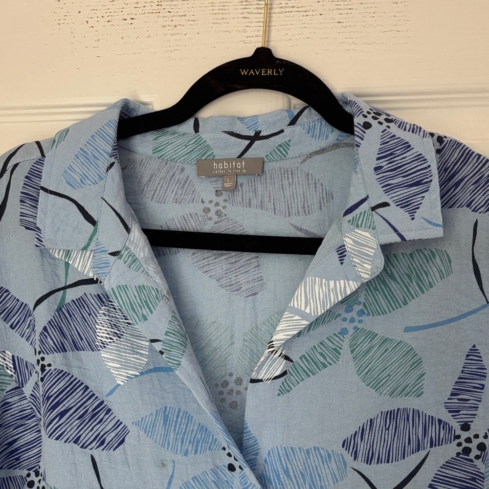 Habitat Blue and Green Leaf Pattern Shirt